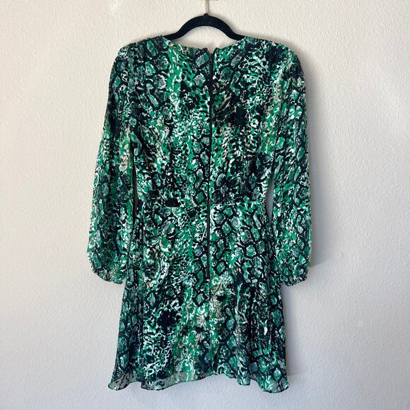 Alice + Olivia Rita Green Black Snakeskin Mini Dress Size 4 - Picture 3 of 6